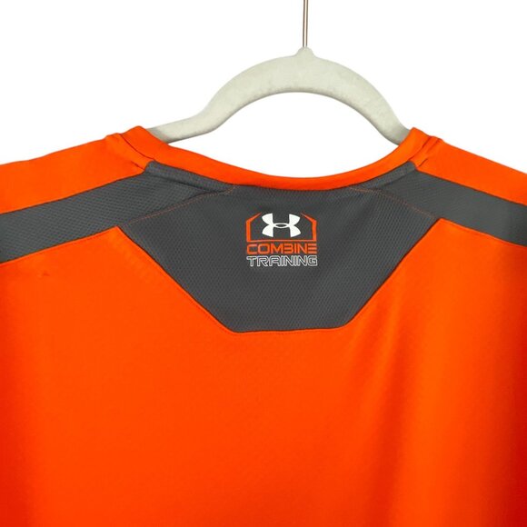 Under Armour Men's Orange Gray Combine Training Shirt L Regular Performance - Picture 3 of 10